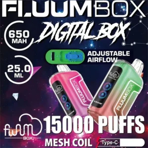 FluuM Digital Box TN 15000 Puffs 0% 2% 3% 5% Nicotine Rechargeable Disposable Vape Pen Pods E-Cigarette Wholesale