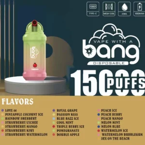 Bang 15000 Puffs 0% 2% 3% 5% Low Nicotine Rechargeable Disposable Vapes Pen Bulk Buy Wholesale
