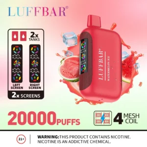 VASY LUFFBAR Dually 20000 Puffs Dual Digital Screen 50mg Low Nicotine Rechargeable Disposable Vapes Pen Bulk Buy Wholesale