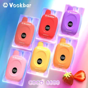 Vookbar Coco 6600 Puffs Digital Smart Screen 3% Low Nicotine Rechargeable Disposable Vapes Pen Bulk Buy Wholesale