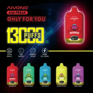 AIVONO AIM FREAK 13000 Puffs Digital Screen 0% 2% 3% 5% Low Nicotine Rechargeable Disposable Vapes Pen Bulk Buy Wholesale
